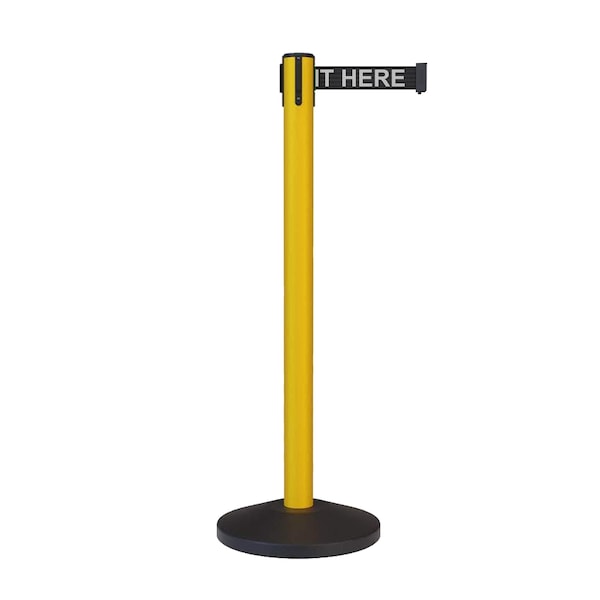 Montour Line Stanchion Belt Barrier Yellow Post 13ft.Black Wait.Belt ES400-YW-PLEAWBW-130 - main